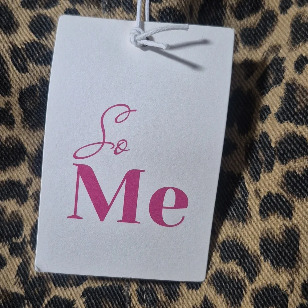 NWT — So Me Leopard-Print Strapless Wide-Leg Jumpsuit in Brown and Black - Picture 4 of 5